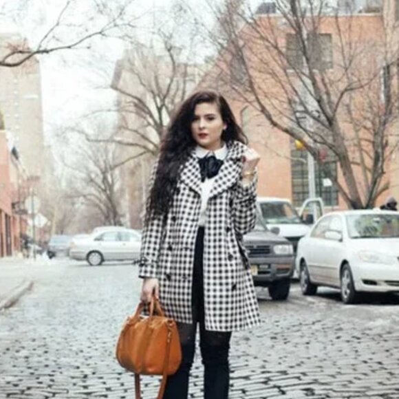 Coach Check Trench Coat – Black & White Gingham – Size 0 – With Belt - Picture 12 of 12